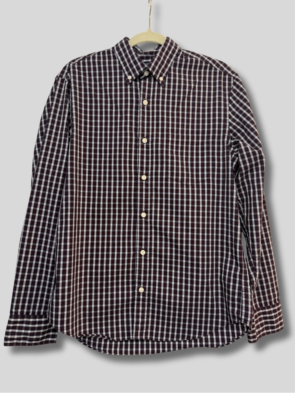 J. Crew Men's Long-Sleeve Button-Down Slim Untucked Performance Shirt Maroon